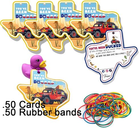 You've Been Duck Card, Duck Duck Tags, Ducking Game Card, Ducked Tags, Rubber Duck for Tags, Yellow DCUK and Car Design, with Round Hole and Rubber Band, 50Pack in Kuwait