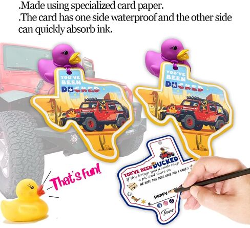 You've Been Duck Card, Duck Duck Tags, Ducking Game Card, Ducked Tags, Rubber Duck for Tags, Yellow DCUK and Car Design, with Round Hole and Rubber Band, 50Pack in Kuwait