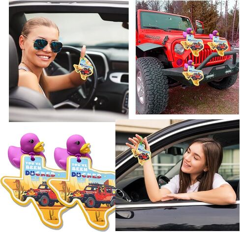 You've Been Duck Card, Duck Duck Tags, Ducking Game Card, Ducked Tags, Rubber Duck for Tags, Yellow DCUK and Car Design, with Round Hole and Rubber Band, 50Pack in Kuwait