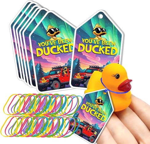 You've Been Duck Card, Duck Duck Tags, Ducking Game Card, Ducked Tags, Rubber Duck for Tags, Yellow DCUK and Car Design, with Round Hole and Rubber Band, 50Pack in Kuwait