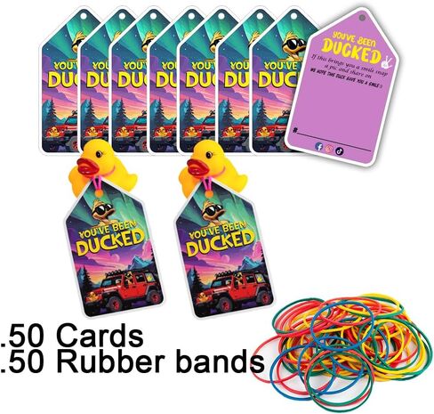 You've Been Duck Card, Duck Duck Tags, Ducking Game Card, Ducked Tags, Rubber Duck for Tags, Yellow DCUK and Car Design, with Round Hole and Rubber Band, 50Pack in Kuwait