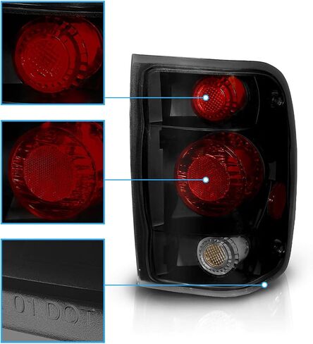AmeriLite Black/Smoke Replacement Brake Tail Lights Set For 98-00 Ford Ranger Only - Passenger and Driver Side in Saudi Arabia