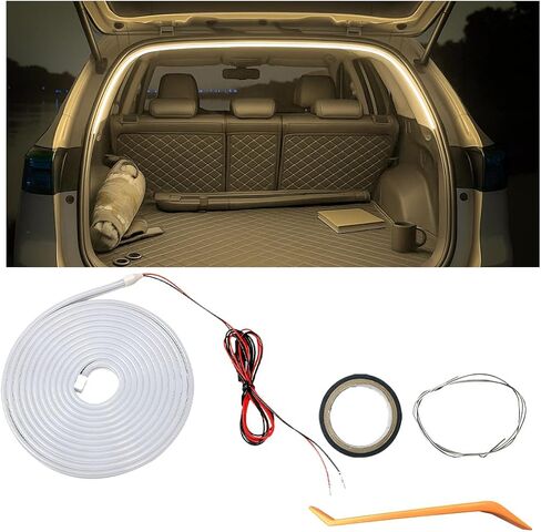 Car Trunk LED Strip Light, 6.56FT Silicone Flexible Cuttable Vehicle Trunk Cargo Ambient Lighting, Waterproof Bright Auto Trunk Interior Lamp Decoration, Universal for SUV RV Truck (White) in Kuwait