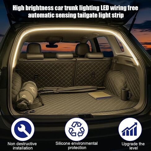 Car Trunk LED Strip Light, 6.56FT Silicone Flexible Cuttable Vehicle Trunk Cargo Ambient Lighting, Waterproof Bright Auto Trunk Interior Lamp Decoration, Universal for SUV RV Truck (White) in Kuwait