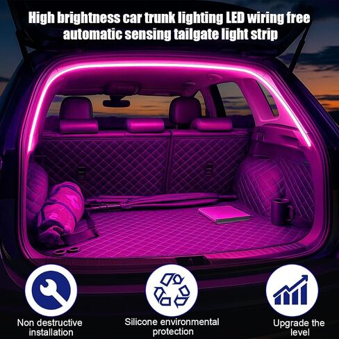 Car Trunk LED Strip Light, 6.56FT Silicone Flexible Cuttable Vehicle Trunk Cargo Ambient Lighting, Waterproof Bright Auto Trunk Interior Lamp Decoration, Universal for SUV RV Truck (White) in Kuwait