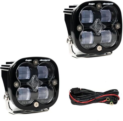 Baja Designs Squadron Sae LED Pod Light Light - ملاءمة عالمية مع تسخير الأسلاك ، 2 LEDS (العنبر) in Saudi Arabia