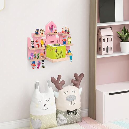 Tonie Shelf for Tonies Box Set - Tonie Storage for Tonie Box & Tonies Figures & Charging Station ، رف عائم خشبي مغناطيسي لـ Toniebox و 15-33 Tonies ، رف محمولة على الحائط ، شكل القلعة in Kuwait