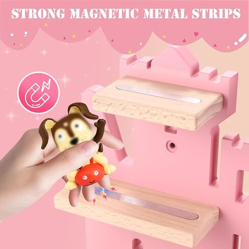 Tonie Shelf for Tonies Box Set - Tonie Storage for Tonie Box & Tonies Figures & Charging Station ، رف عائم خشبي مغناطيسي لـ Toniebox و 15-33 Tonies ، رف محمولة على الحائط ، شكل القلعة in Kuwait