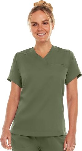 MediChic Women Medical Scrubs V-Neck Stretch Tuck in Scrub Top with Pocket in Kuwait