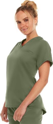 MediChic Women Medical Scrubs V-Neck Stretch Tuck in Scrub Top with Pocket in Kuwait