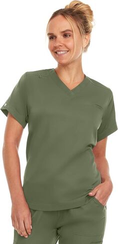 MediChic Women Medical Scrubs V-Neck Stretch Tuck in Scrub Top with Pocket in Kuwait
