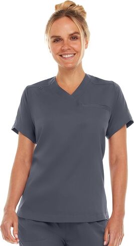 MediChic Women Medical Scrubs V-Neck Stretch Tuck in Scrub Top with Pocket in Kuwait