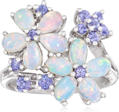 Ross-Simons Opal و .36 Ct. T.W. خاتم زهرة تنزانيت في الفضة الإسترليني in Saudi Arabia