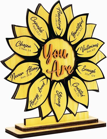 God Says You Are 2-Layer Wood Plaque, Christian Gifts for Women Birthday, Religious Desk Decor, Sunflower Gifts for Women, Faith-Based Inspirational Gift for Friends, Mom, Sister, Girl, Female Coworker, Christian, Sunflower Decor in Saudi Arabia