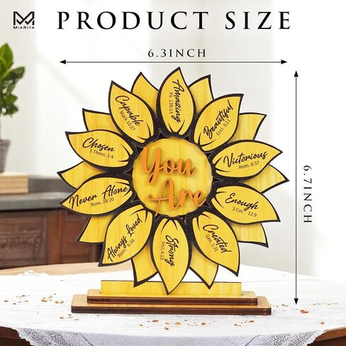 God Says You Are 2-Layer Wood Plaque, Christian Gifts for Women Birthday, Religious Desk Decor, Sunflower Gifts for Women, Faith-Based Inspirational Gift for Friends, Mom, Sister, Girl, Female Coworker, Christian, Sunflower Decor in Saudi Arabia