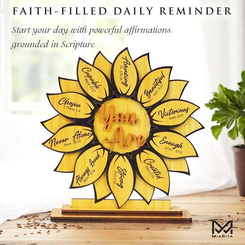 God Says You Are 2-Layer Wood Plaque, Christian Gifts for Women Birthday, Religious Desk Decor, Sunflower Gifts for Women, Faith-Based Inspirational Gift for Friends, Mom, Sister, Girl, Female Coworker, Christian, Sunflower Decor in Saudi Arabia
