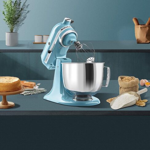 5 Quart Stainless Steel Mixer Bowl with Lid Compatible with Kitchenaid Artisan&Classic Series 4.5-5QT Tilt-Head Mixer,Mixer Bowl Cover to Prevent Spilling of Ingredients in Kuwait