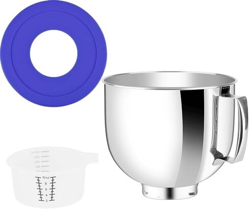 5 Quart Stainless Steel Mixer Bowl with Lid Compatible with Kitchenaid Artisan&Classic Series 4.5-5QT Tilt-Head Mixer,Mixer Bowl Cover to Prevent Spilling of Ingredients in Kuwait