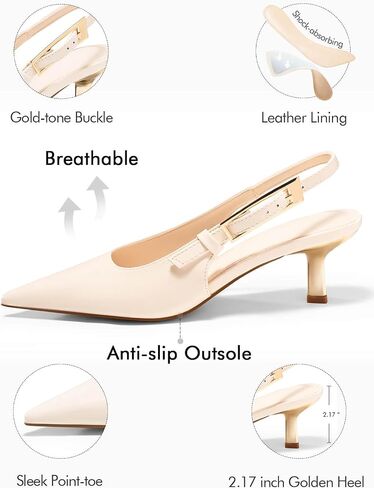 Coutgo Womens Slingback Histten Cheels مغلق مضخات إصبع القدم المدببة in Kuwait