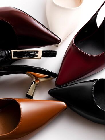Coutgo Womens Slingback Histten Cheels مغلق مضخات إصبع القدم المدببة in Kuwait