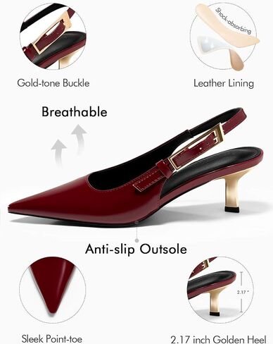 Coutgo Womens Slingback Histten Cheels مغلق مضخات إصبع القدم المدببة in Kuwait