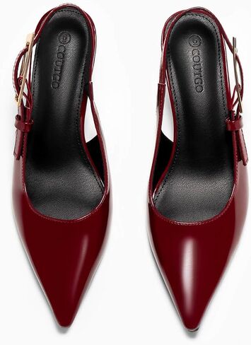 Coutgo Womens Slingback Histten Cheels مغلق مضخات إصبع القدم المدببة in Kuwait