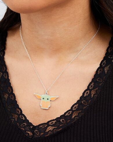 حرب ديزني النجوم The Mandalorian The Child Silver أو Flash Plated Necklace ، الترخيص الرسمي in Saudi Arabia