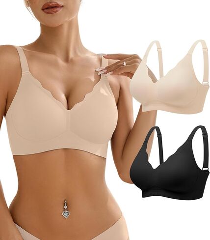 Wireless Bras for Women Bralette - Womens Seamless Push Up Full Coverage Wirefree Padded Sleep Bra with Support and Lift in Saudi Arabia