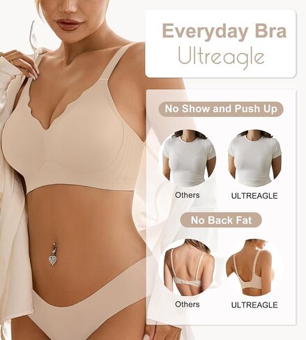 Wireless Bras for Women Bralette - Womens Seamless Push Up Full Coverage Wirefree Padded Sleep Bra with Support and Lift in Saudi Arabia