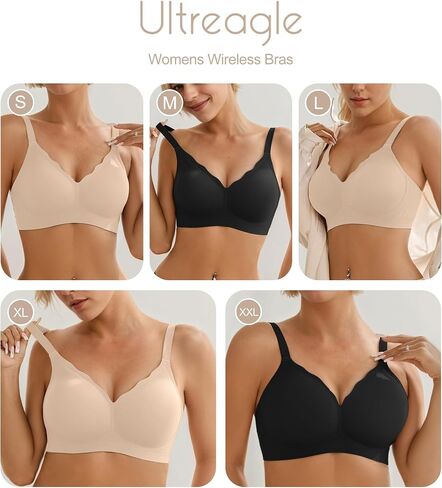Wireless Bras for Women Bralette - Womens Seamless Push Up Full Coverage Wirefree Padded Sleep Bra with Support and Lift in Saudi Arabia