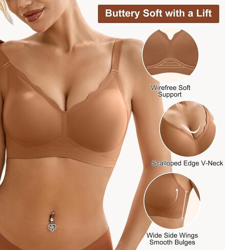 Wireless Bras for Women Bralette - Womens Seamless Push Up Full Coverage Wirefree Padded Sleep Bra with Support and Lift in Saudi Arabia