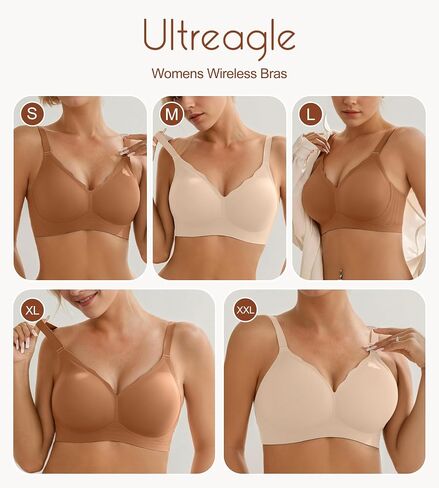 Wireless Bras for Women Bralette - Womens Seamless Push Up Full Coverage Wirefree Padded Sleep Bra with Support and Lift in Saudi Arabia