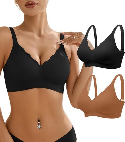 Wireless Bras for Women Bralette - Womens Seamless Push Up Full Coverage Wirefree Padded Sleep Bra with Support and Lift in Saudi Arabia