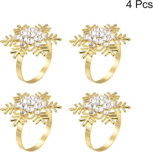 uxcell Metal Napkin Rings Set of 4, Shiny Snowflake Napkin Ring Holder Buckle for Dining Table Decorations Wedding Birthday Holiday Party, Silver Tone in Saudi Arabia