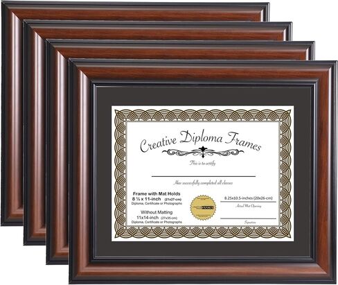 Creative Picture Frames 8.5x11 Diploma Frame This 11x14-inch Eco-Walnut includes Black Matting Holds 8.5x11-inch Media, with Installed Hangers for either Orientation in Kuwait