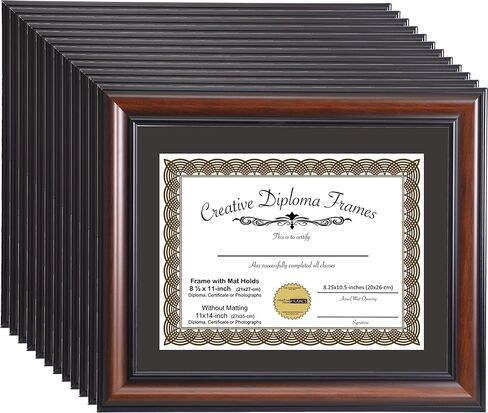 Creative Picture Frames 8.5x11 Diploma Frame This 11x14-inch Eco-Walnut includes Black Matting Holds 8.5x11-inch Media, with Installed Hangers for either Orientation in Kuwait