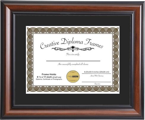 Creative Picture Frames 8.5x11 Diploma Frame This 11x14-inch Eco-Walnut includes Black Matting Holds 8.5x11-inch Media, with Installed Hangers for either Orientation in Kuwait