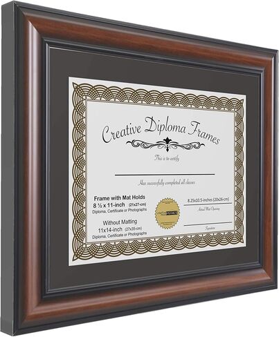 Creative Picture Frames 8.5x11 Diploma Frame This 11x14-inch Eco-Walnut includes Black Matting Holds 8.5x11-inch Media, with Installed Hangers for either Orientation in Kuwait