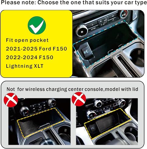 غطاء مقصورة منظم وحدة التحكم المركزية لـ Ford F150 2021-2024 2025/Lightning XLT 2022-2024 ملحقات الجيب الخفي الخفية ، يتناسب مع الجيب المفتوح أمام SHIFTER in Saudi Arabia