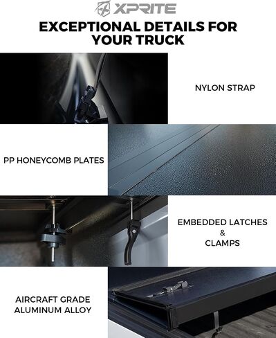 Xprite 4.6ft FRP Hard Tri-Fold Bed Bed Tonneau Cover متوافق مع 2022 2023 2024 2025 Ford Maverick ، متين/مقاوم للعوامل الجوية/سرقة/بدون حفر وتثبيت سهل ، 4.6 '(55 ") سرير in Kuwait