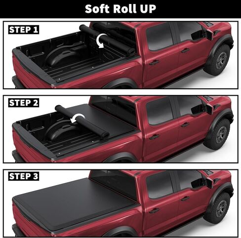 Fiberglass Hard Tri Truck Bed Tonneau Cover Compatible for 2009-2014 Ford F-150 F150 Styleside 4-Fold 6.5FT 79Inch in Kuwait