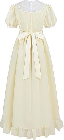 LTAKK Regency Dress Women Regency Costume Empire Waist Tea Party Dresses Victorian Gown with Sash and Brooch in Kuwait