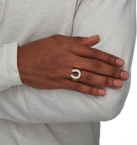 Palmbeach Men Men الأصفر المطلي بالذهب الذهب الجنيه الفضة جولة Zirconia Zirconia حدوث حدوث أحجام 7-16 in Saudi Arabia