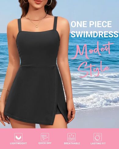 Daci Women's One Piece Swimdress - Swimsuit Swimsuit Converse Coverage Complet Modest Skirted Suit مع جيوب 2025 in Kuwait