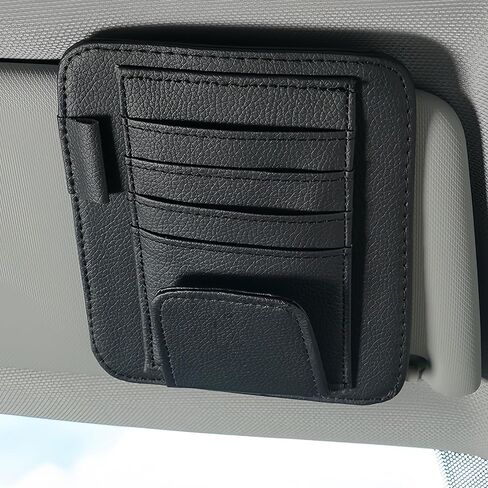 Car Sun Visor Organizer, Multifunctional Auto Sunglass Holder for Car Interior Accessories, Universal Car Sunshade Storage Pocket, Carry Card,License,Registration,Document,Pen,Key(Black) in Saudi Arabia