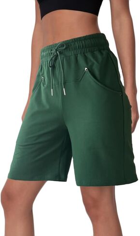 Womens Cotton Sweat Shorts Casual Summer Loose Athletic Short Drawstring Waist Lounge Running Shorts with 3 Pockets in Saudi Arabia