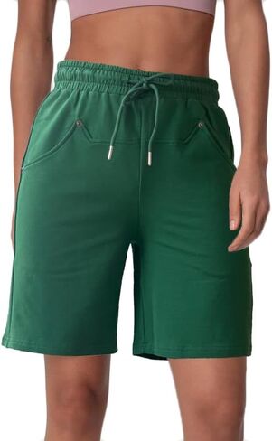 Womens Cotton Sweat Shorts Casual Summer Loose Athletic Short Drawstring Waist Lounge Running Shorts with 3 Pockets in Saudi Arabia