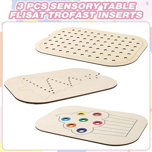 Sensory Table Inserts,Children's Sensory Tray Tabletop Board Game Wooden Flat Board Parent-Child Interactive Early Education Toys in Kuwait