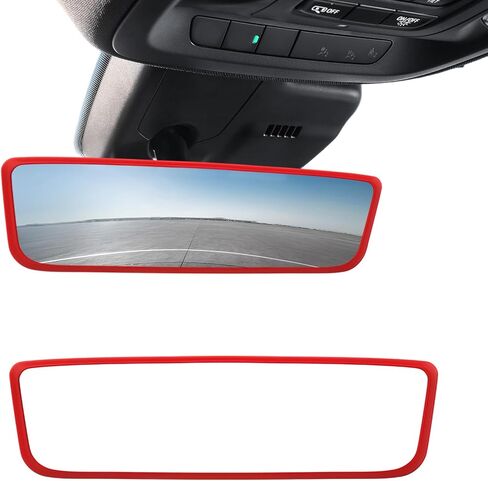 Car Rear View Mirror Protector Frame, Silicone Rearview Mirror Edge Protective Cover, Automotive Mirrors Trim Frame Decoration Compatible with Model 3 Y X S Semi 2014-2024 (Red) in Saudi Arabia