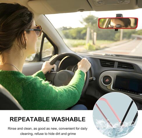 Car Rear View Mirror Protector Frame, Silicone Rearview Mirror Edge Protective Cover, Automotive Mirrors Trim Frame Decoration Compatible with Model 3 Y X S Semi 2014-2024 (Red) in Saudi Arabia